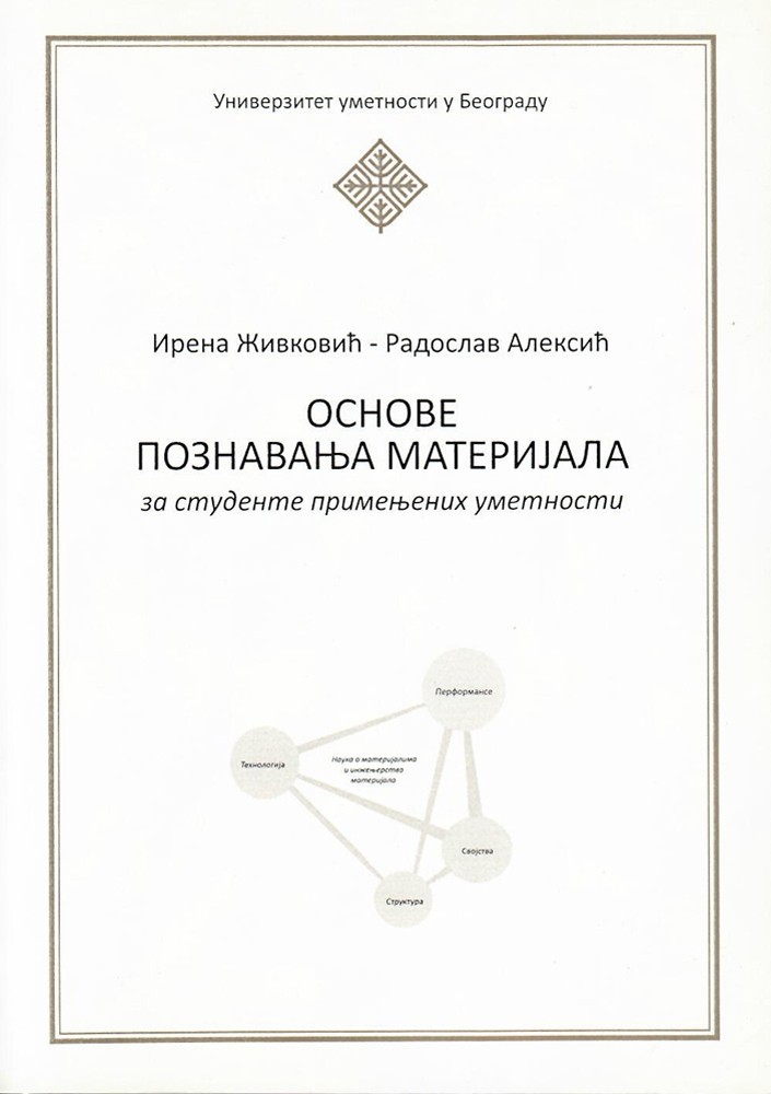 Ирена Живковић, Радослав Алексић, Основе познавања материјала за студенте примењених уметности, Универзитет уметности у Београду, 2012, ISBN 978-86-7167-045-6